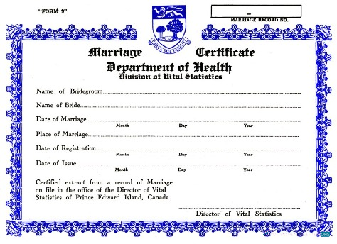 Download Canada Office of vital statistics marriage certificate Photoshop template